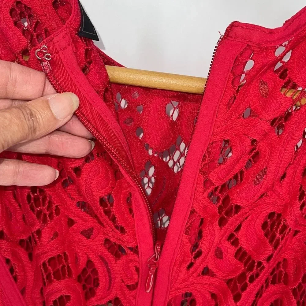 BCBGMaxAzria Womens Hanah Lace Cocktail Mini Dress‎ Burnt Red Size 2 NWT